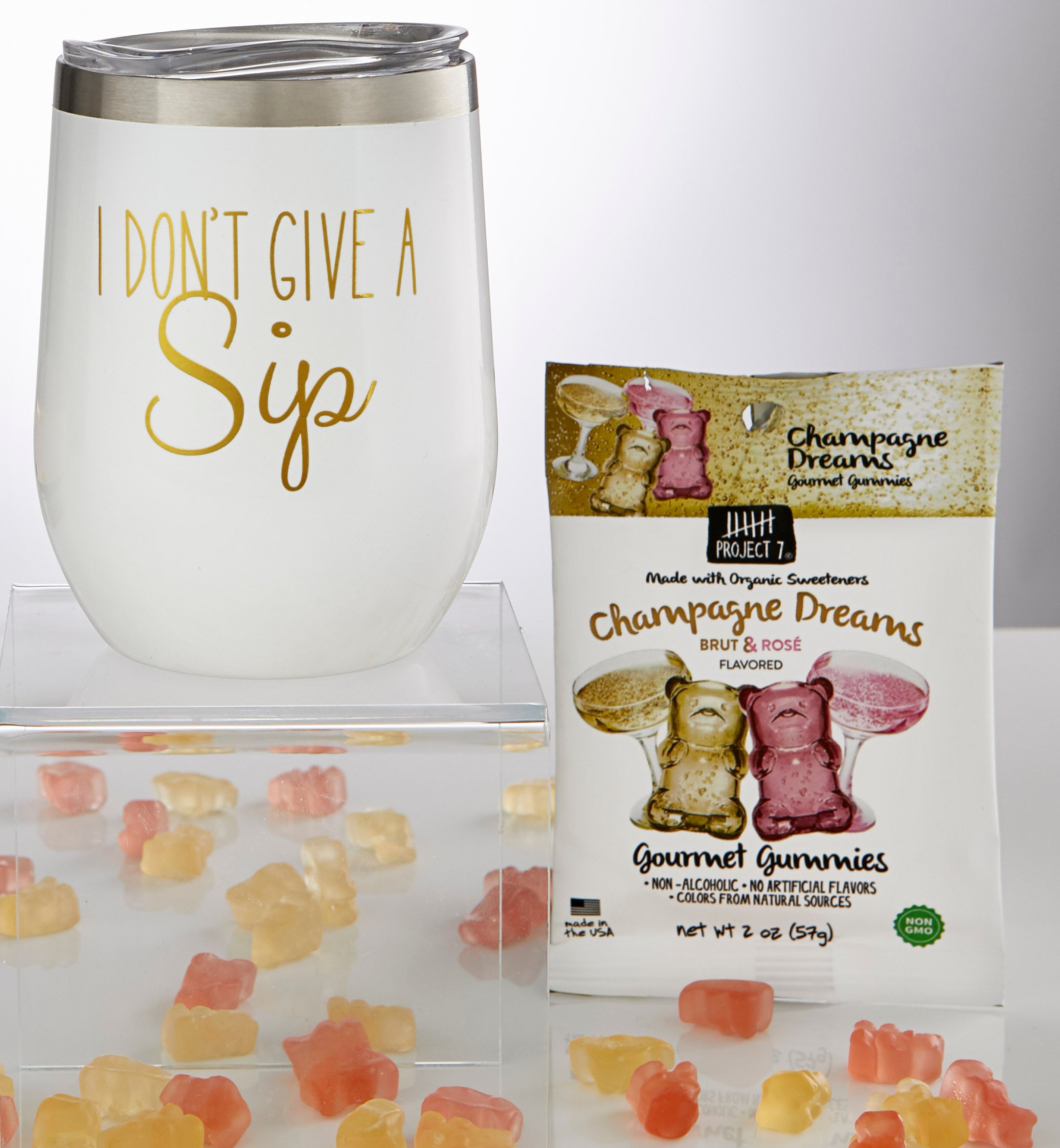 Sippable™ I Don't Give a Sip Tumbler with Gummies